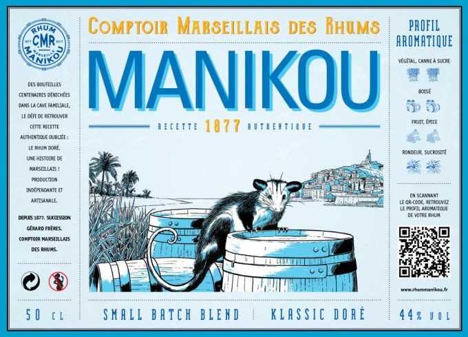 Rhum Manikou 44° Klassic doré 50cl Livraison comprise