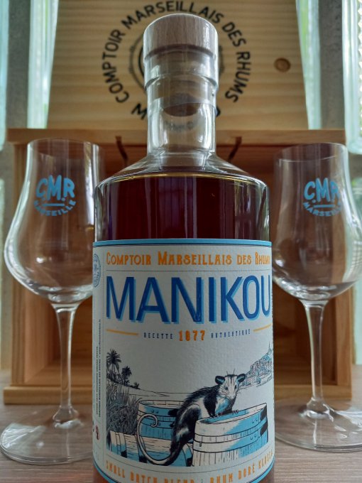 Coffret Manikou bois & verres - Idéal pour cadeaux ! vendu sans la bouteille (50cl uniquement)